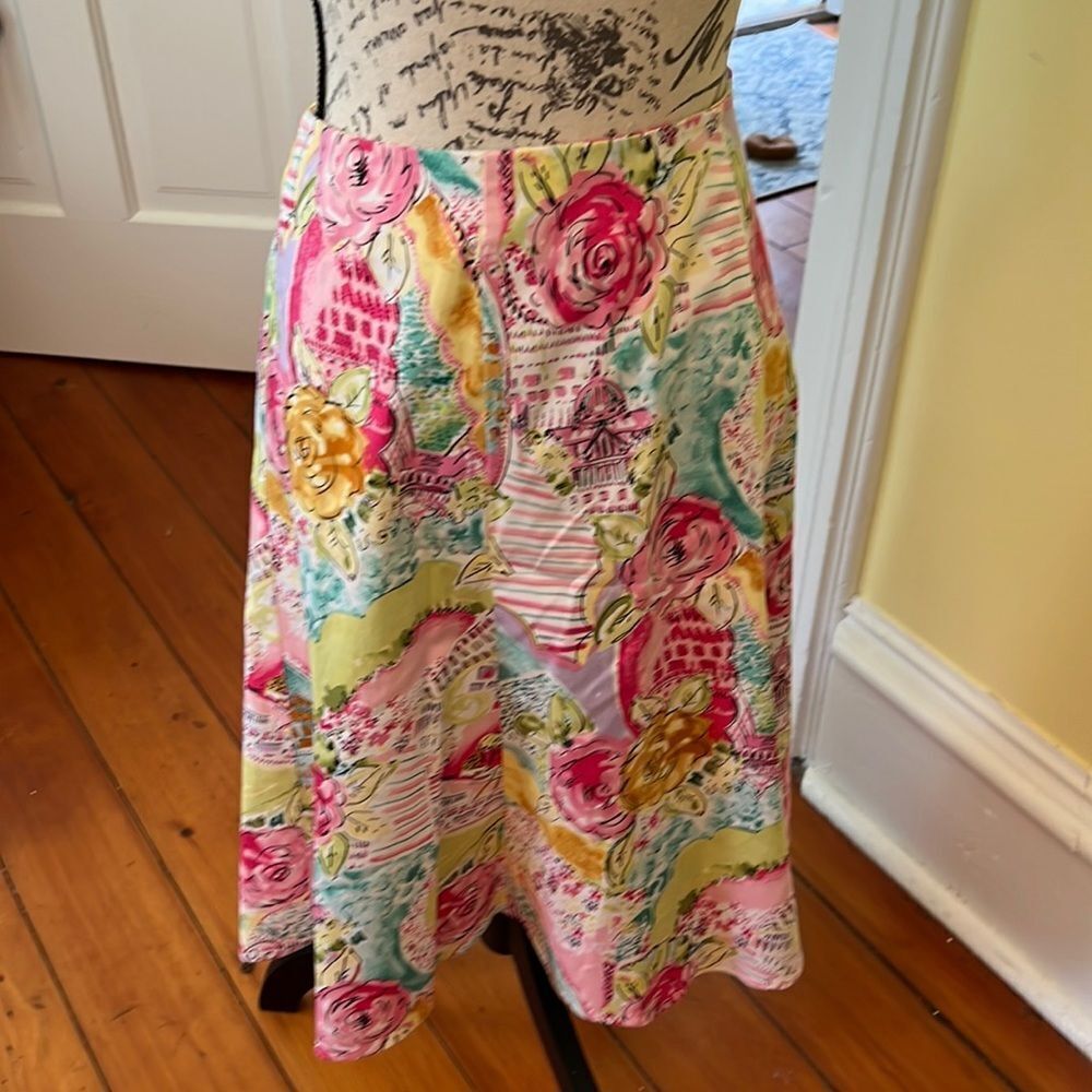 *Romantic* Cotton Sz L A-Line Skirt Floral Travel